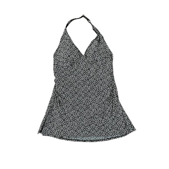 L.L. Bean Women’s Mono Halter Black White Swim Wear Dress SZ 16 - Picture 1 of 6